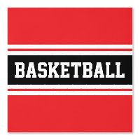 BASKETBALL Sporty Bright Red Black White Stripes 