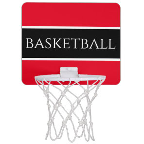 BASKETBALL Sporty Bright Red White Black Stripes Mini Basketball Hoop