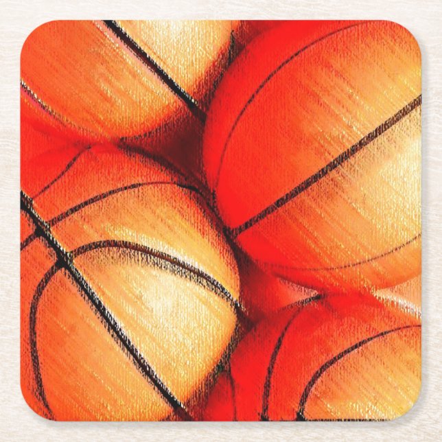 Basketball Square Paper Coaster (Front)