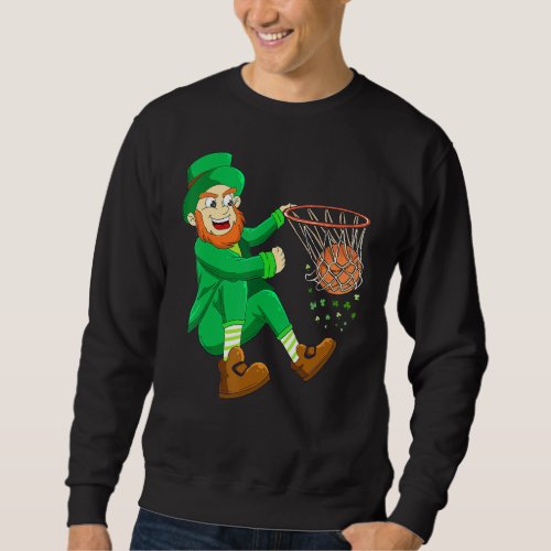 Basketball St Patricks Day Leprechaun Boys Kids Me Sweatshirt