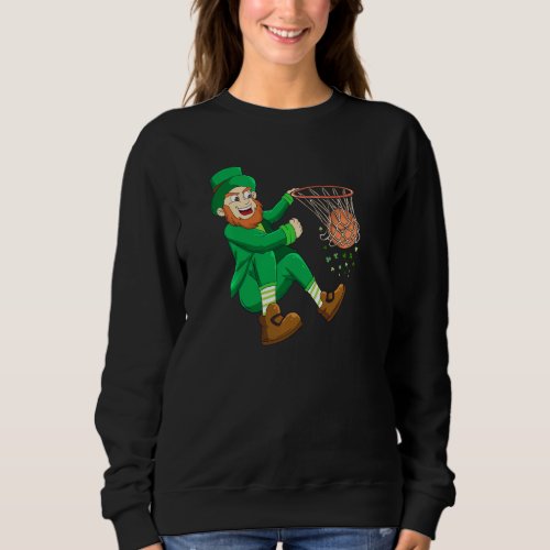 Basketball St Patricks Day Leprechaun Boys Kids Me Sweatshirt