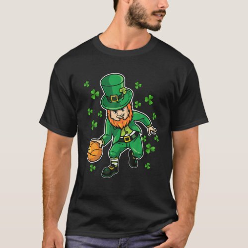 Basketball St Patricks Day Leprechaun Boys Kids Me T_Shirt