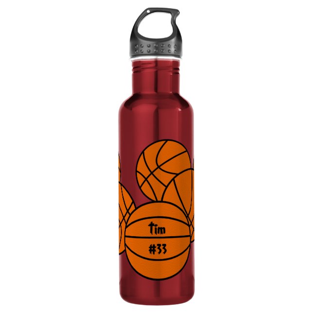 Basketball Stainless Steel Water Bottle (Front)