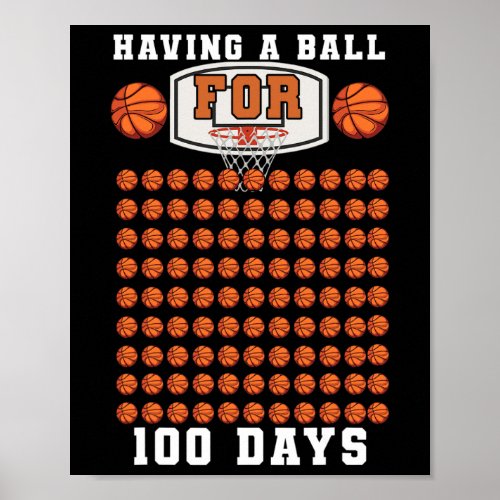 Basketball Student 100th Day Having Ball 100 Days  Poster