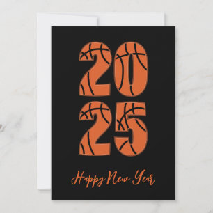 Basketball style simple happy new years cards 2025