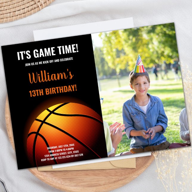 Basketball Sunshine Birthday Invitation with Photo (Basketball Sun Shine Birthday Invitations photo)