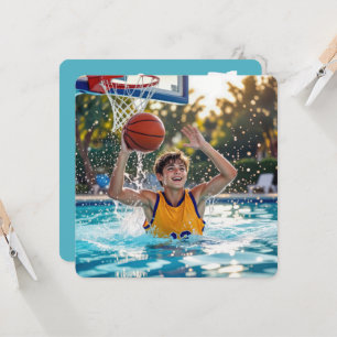 Basketball Swimming Pool Birthday Party Invitation