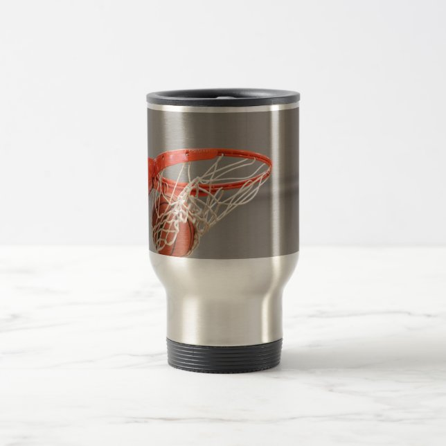 Basketball Swishing Through The Net Travel Mug (Center)