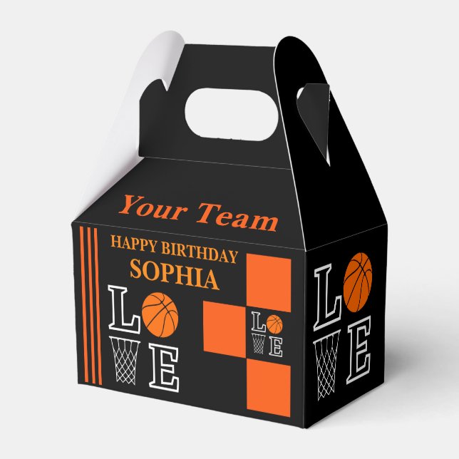 Basketball Swoosh Black Birthday  Favor Boxes (Front Side)
