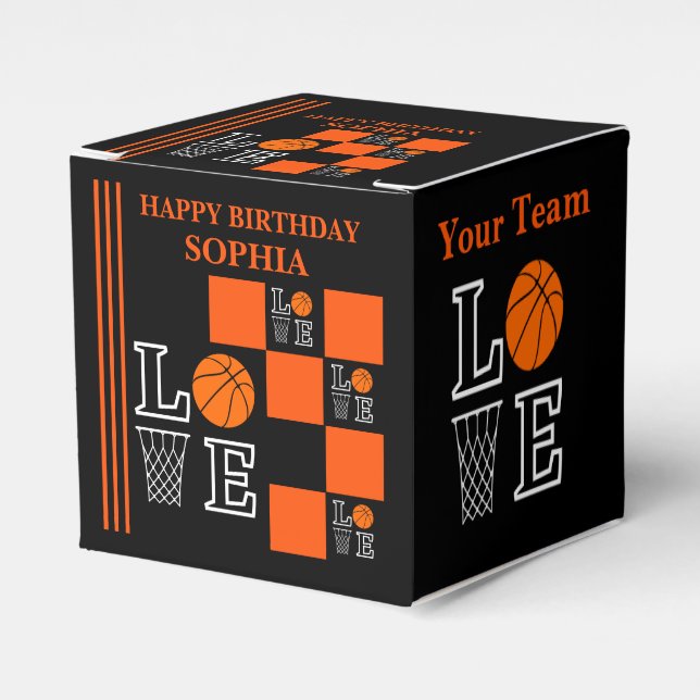 Basketball Swoosh Black Birthday  Favor Boxes (Front Side)