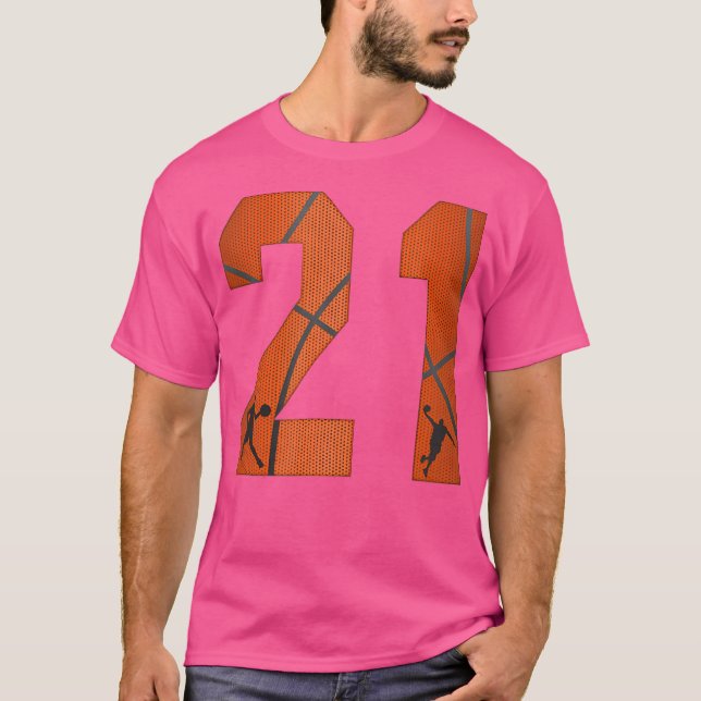 Basketball T Shirts With Number 21 Twenty One Birt (Front)