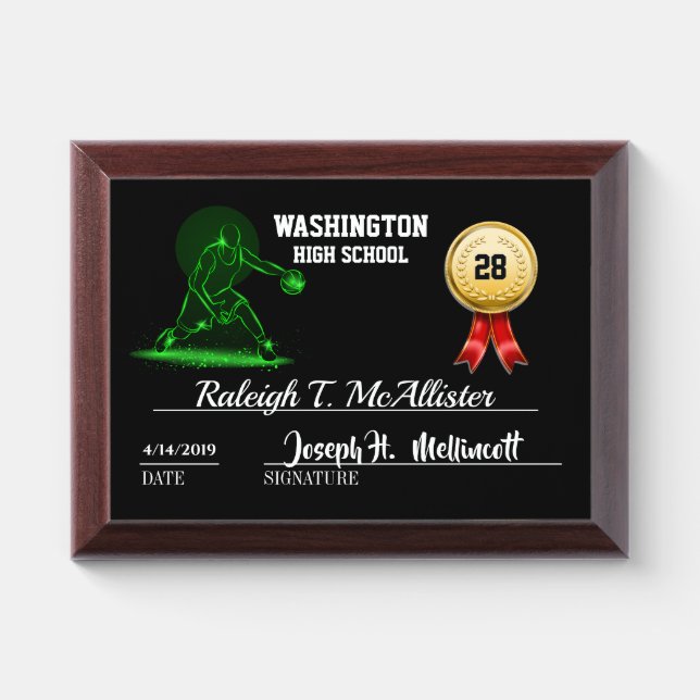Basketball Team Award Plaque (Horizontal)