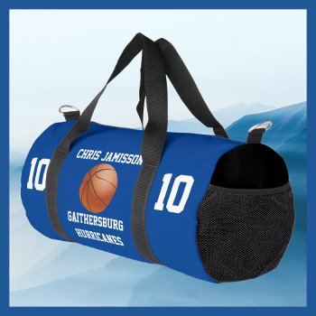 Basketball Team Coach Or Player Blue Personalized Duffle Bag by SocolikCardShop at Zazzle
