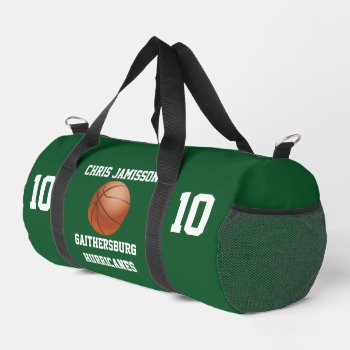 Basketball Team Coach Or Player Green Personalized Duffle Bag by SocolikCardShop at Zazzle