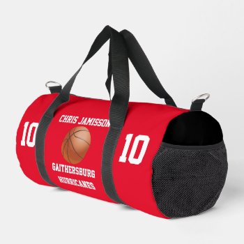 Basketball Team Coach Or Player Red Personalized Duffle Bag by SocolikCardShop at Zazzle