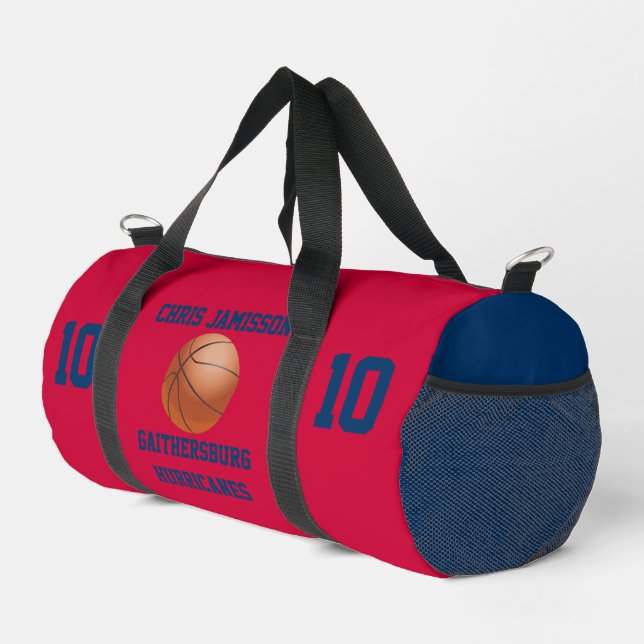 Basketball Team, Coach, Player Red Blue Custom Duffle Bag (Right Corner)