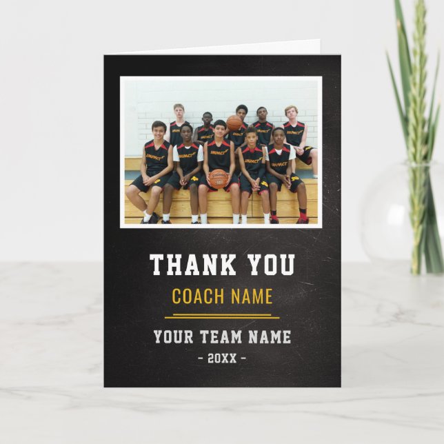 Basketball Team Coach Thank You Photo  Card (Front)