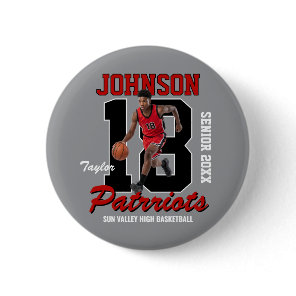 Basketball Team Custom Photo Jersey Number Sports Button