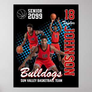 Basketball Team Custom Photo Senior Night Red Poster