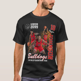 Basketball Team Custom Photo Senior Night Red T-Shirt