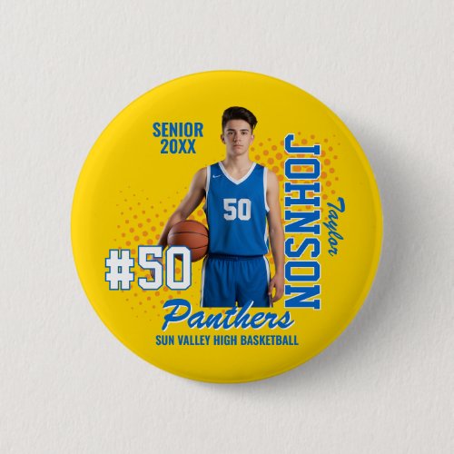 Basketball Team Custom Photo Senior Night Sports Button