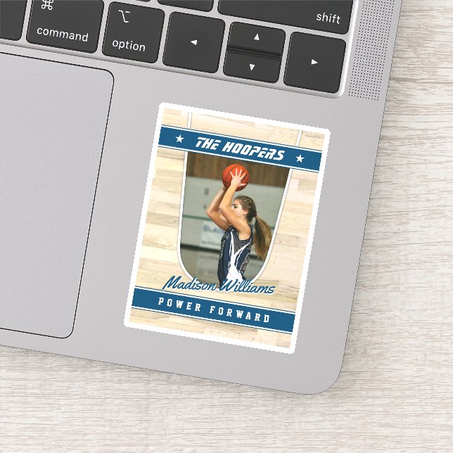 Basketball Team Customizable Blue Souvenir  Sticker (Detail)