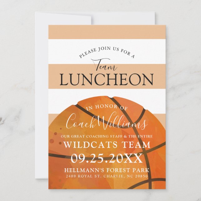 Basketball Team End of Season Luncheon Tan Invite (Front)