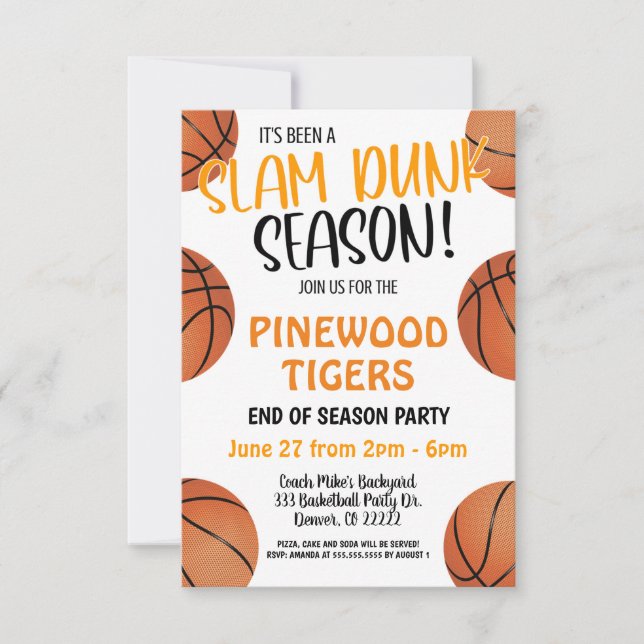 BASKETBALL TEAM END OF SEASON PARTY INVITATION (Front)