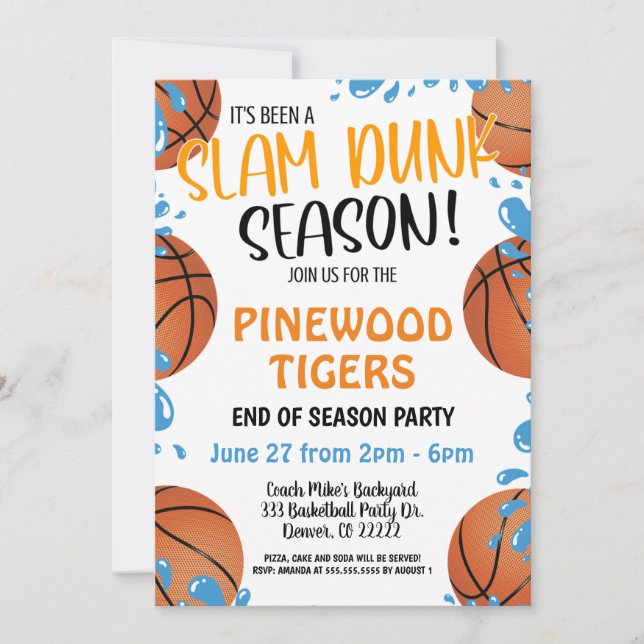 BASKETBALL TEAM END OF SEASON PARTY INVITATION (Front)