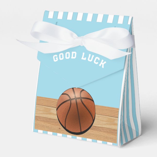 Basketball Team Light Blue Favor Box (Front Side)