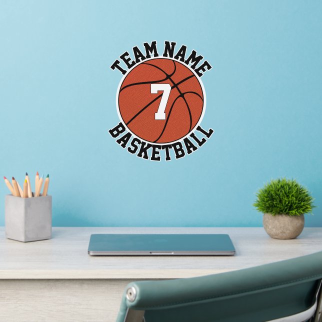 Basketball Team Name and Player Number Custom Cut Wall Decal (Home Office 2)