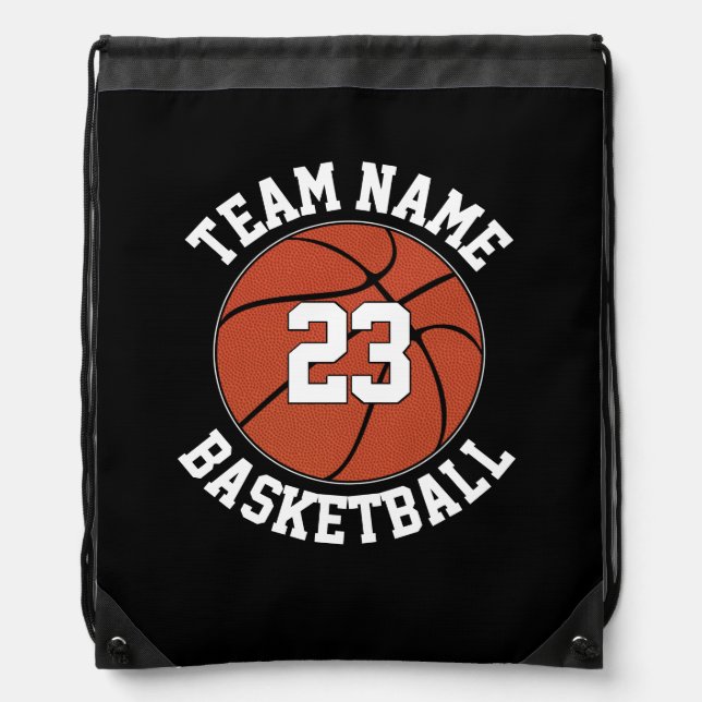 Basketball Team Name and Player Number Custom Drawstring Bag (Front)