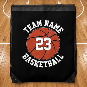 Basketball Team Name and Player Number Custom Drawstring Bag