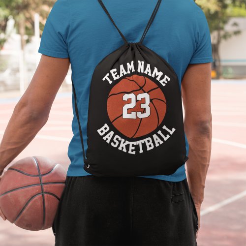 Basketball Team Name and Player Number Custom Drawstring Bag