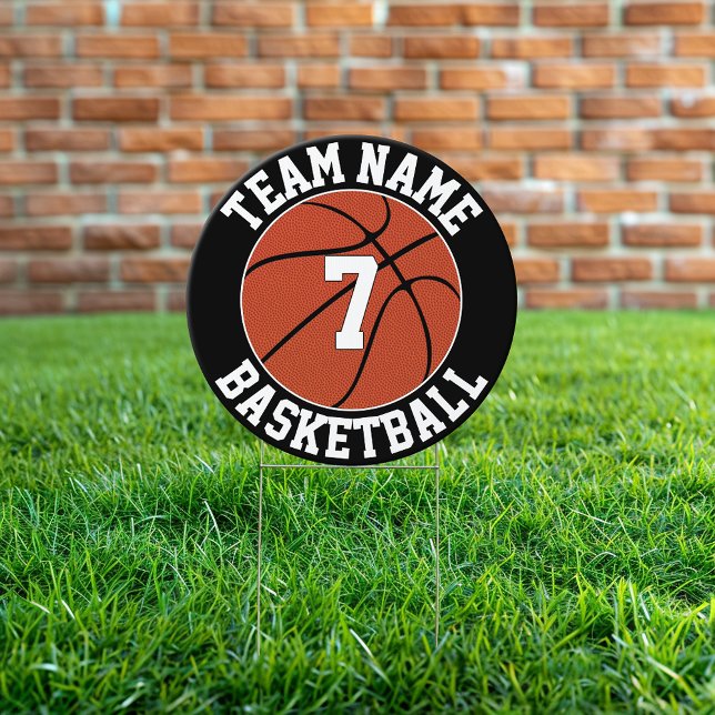 Basketball Team Name and Player Number Yard Sign (Basketball yard sign with custom team name and player number. Great for basketball seniors!)