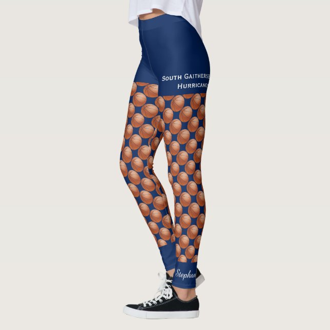 Basketball Team, Name, Fake Blue Shorts Leggings (Left)
