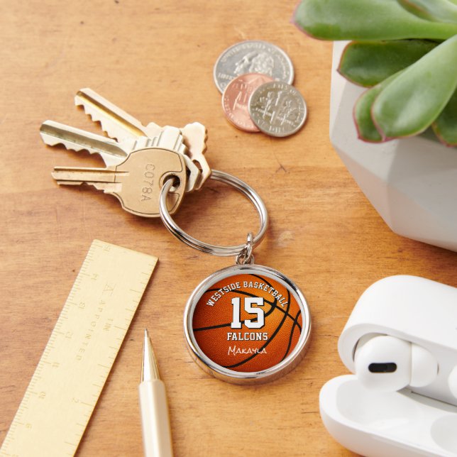 basketball team name girls boys personalized keychain (Desk)