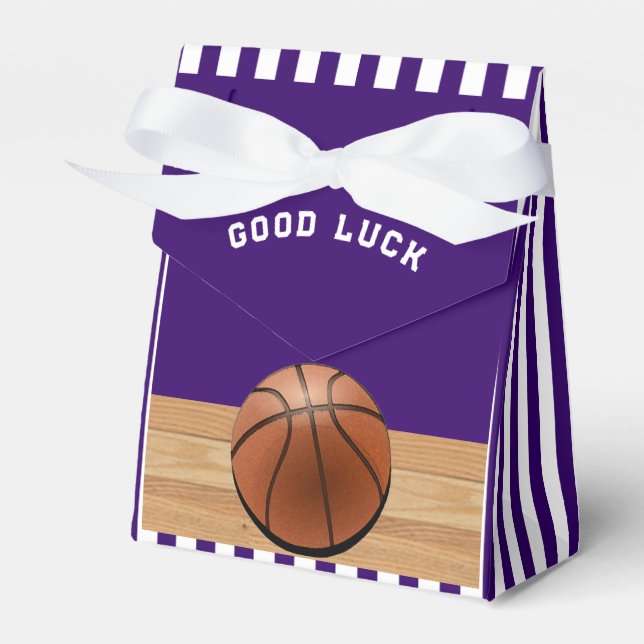 Basketball Team Purple Favor Box (Front Side)