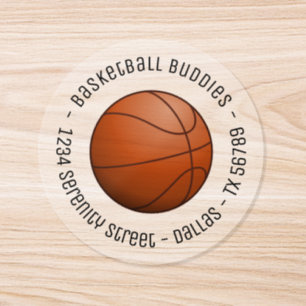 Basketball Team Round Custom Text Classic Round Sticker