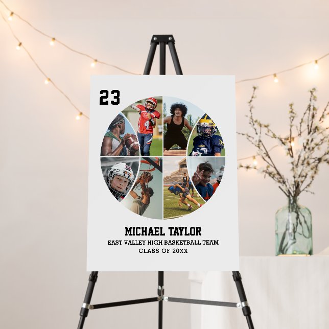 Basketball Team Senior Graduation Photo Collage Foam Board (In Situ (Stand))