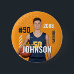 Basketball Team Senior Night Custom Color Sports Button<br><div class="desc">Personalized Sports Button featuring your athlete’s photo, name, jersey number, team colors, and more. This custom player batch is perfect for showing team spirit and celebrating your favorite player. Add your own picture and text easily, customize the colors to match team. Whether it's for football, soccer, volleyball, baseball, basketball, hockey...</div>