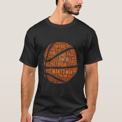 Basketball Terms Motivational Word Cloud T_Shirt