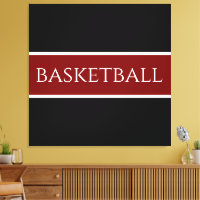 BASKETBALL Text Athletic Deep Red Black Stripes