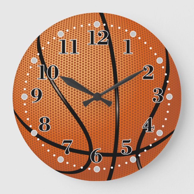 Basketball Texture | Time for Sport Large Clock (Front)