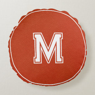 Basketball Textured Sports Round Pillow