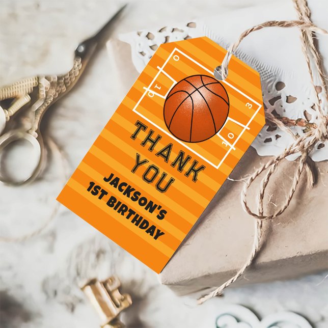 Basketball Thank You Birthday  Gift Tags (Creator Uploaded)
