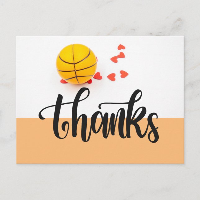 Basketball Thank you card with word THANKS (Front)
