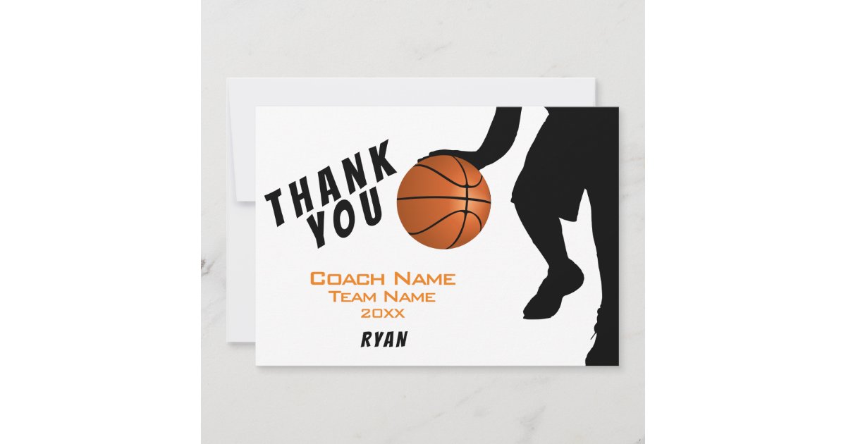 basketball thank you coach card zazzlecom