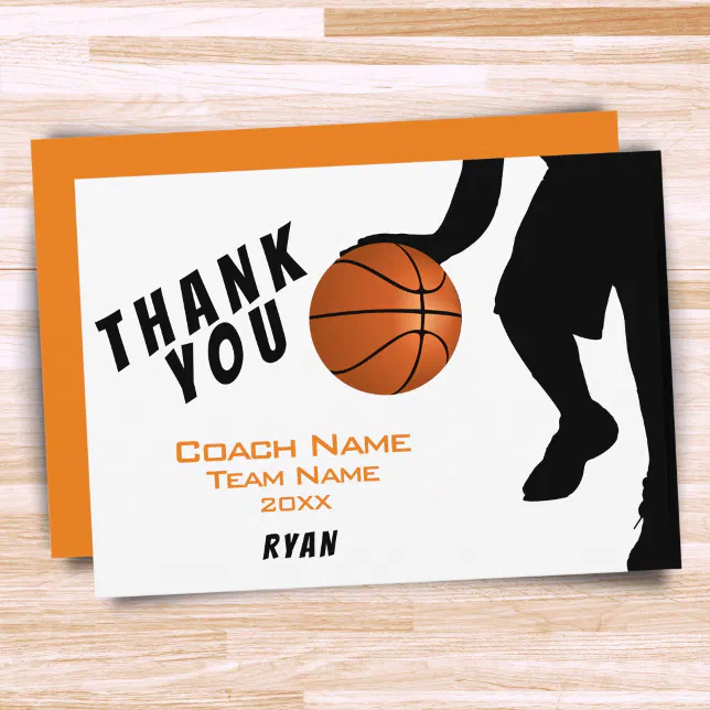 Basketball Thank you Coach Card | Zazzle