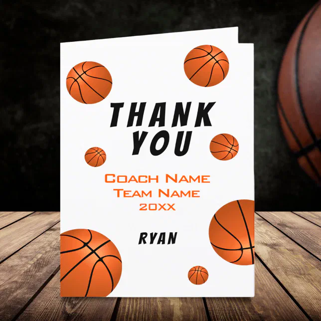 Basketball Thank you Coach Card | Zazzle